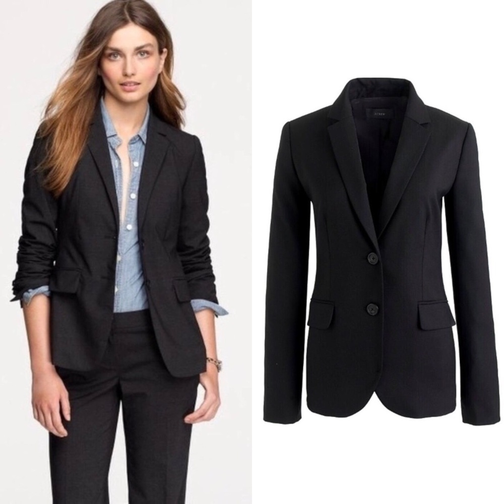 J. Crew 1035 Super 120's Wool Black Blazer Jacket - Picture 2 of 15